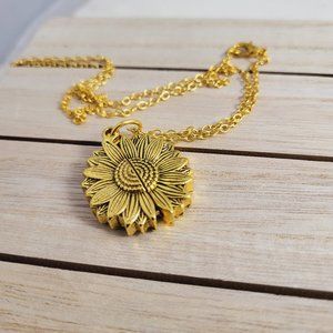 You are MY sunshine Locket PENDANT Sunflower Necklace in Gold for Girlfriend Mom